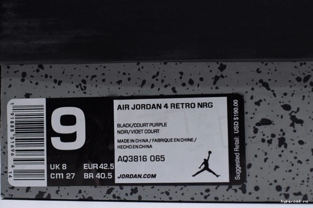 Raptors" AQ3816-065 4 Jordan Air NRG Retro 0819